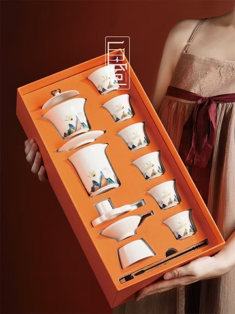 Sheep Fat Jade tea set, He Rui Cheng Xiang tea set, high-end reception and Office tea set, Tao Li Jia 027 Specification image