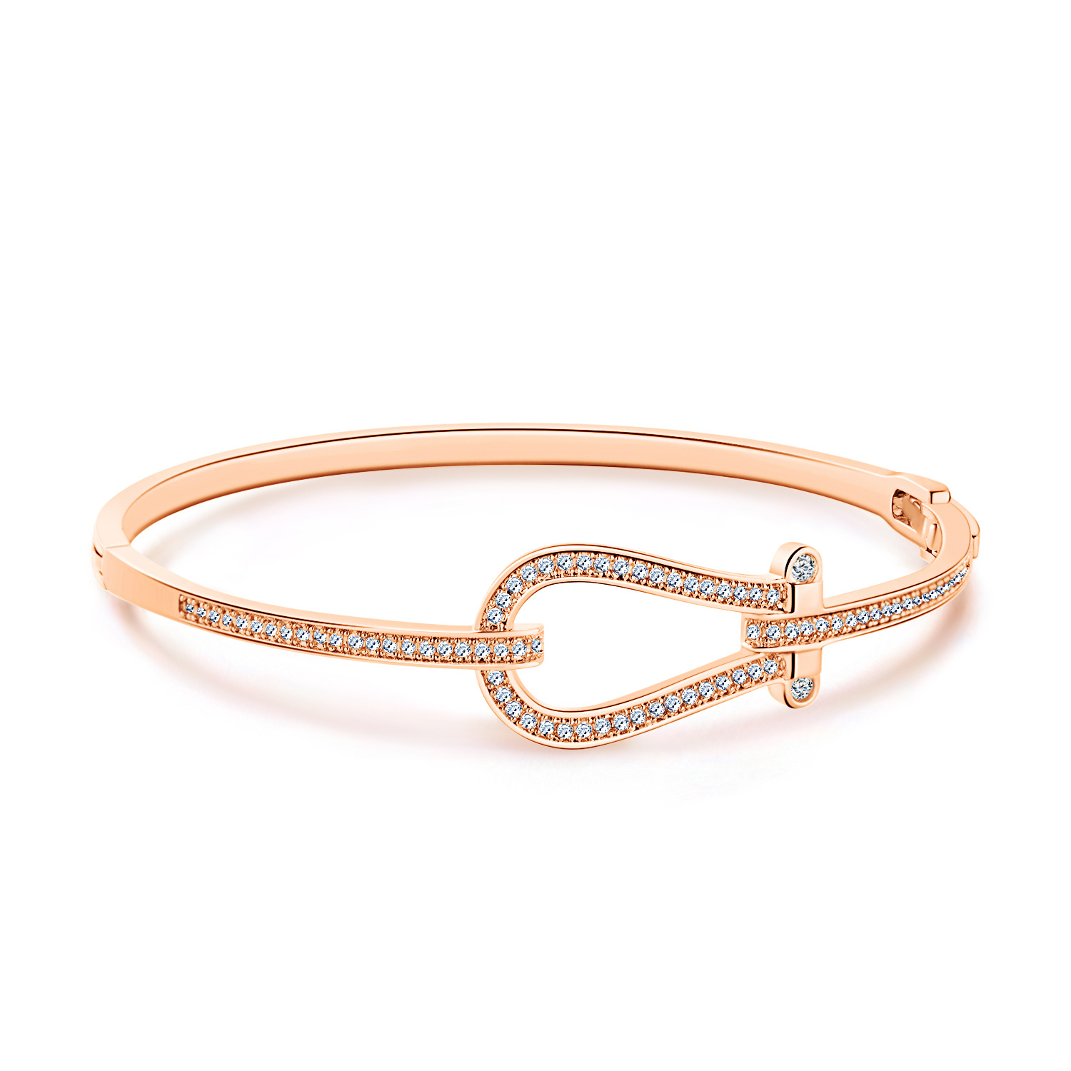 New rose gold horseshoe buckle zircon bracelet for women, fashionable and elegant, full of colorful gold diamonds detail image 5