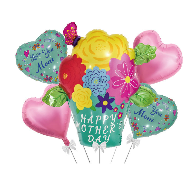 母亲节气球 派对气球跨境货源铝膜气球心形气球生日派对飘空气球