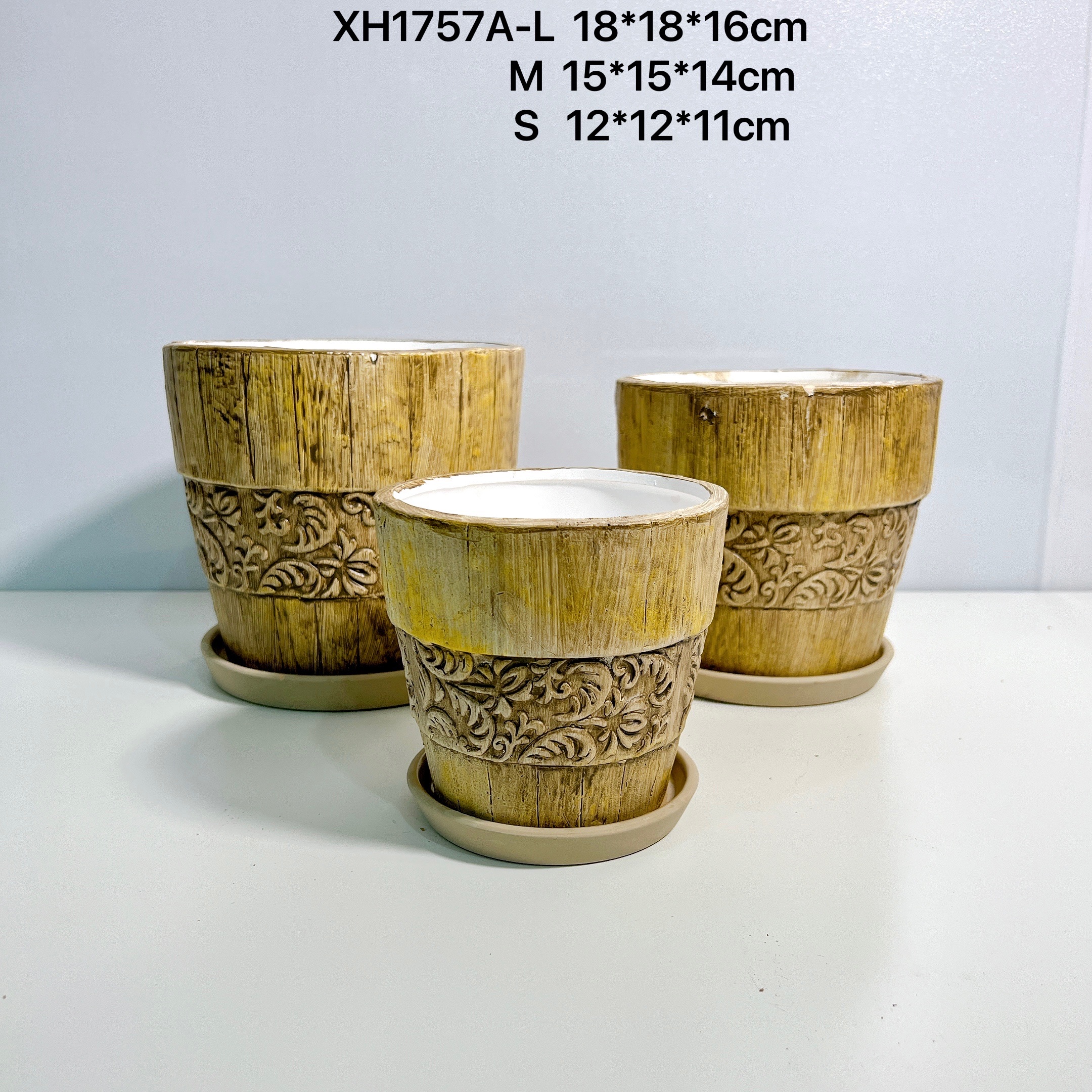 陶瓷花盆套装大中小带托盘XH-1757A详情图2