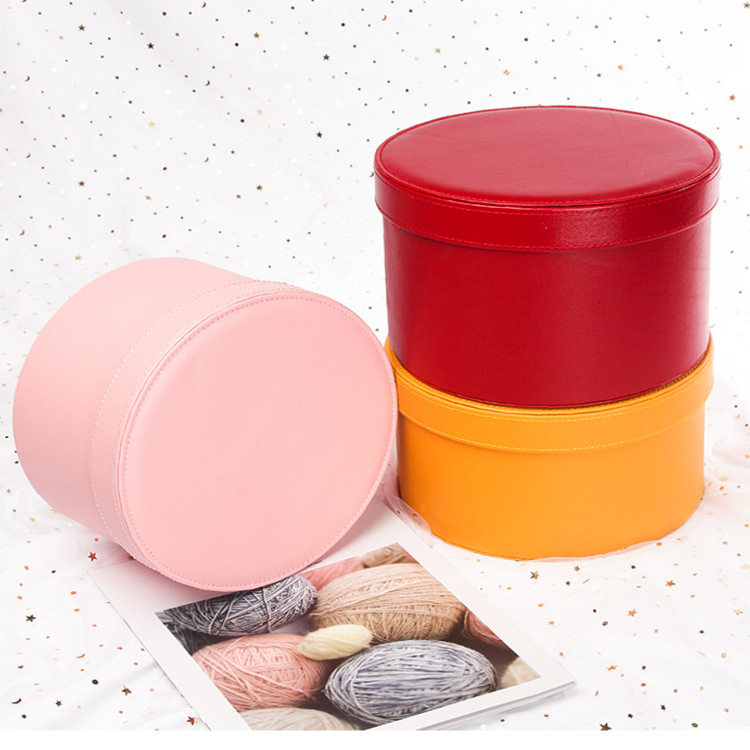 Q-side top and bottom cover round small leather box, hug bucket, gift packaging, orange souvenir box, flower packaging box Item Picture