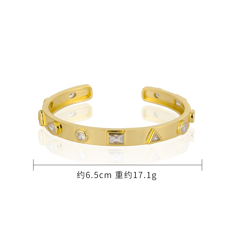 Cross-border exclusive new European and American geometric jewelry, brass gold-plated micro-inlaid zircon water drop bracelet, niche seven-color bracelet detail image 7