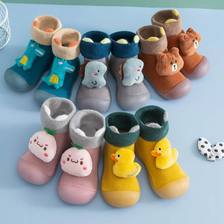 宝宝软底学步鞋防滑高帮秋冬袜鞋地板鞋婴儿小儿童1岁2岁加绒男女