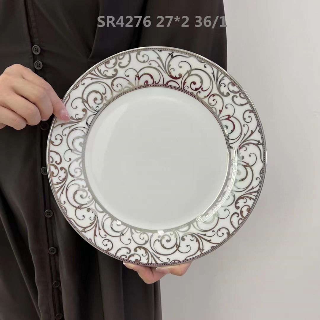 方圆陶瓷正品出口外贸质量陶瓷镀金盘非洲地区专用盘西餐餐具系列FTYH254154 详情图4