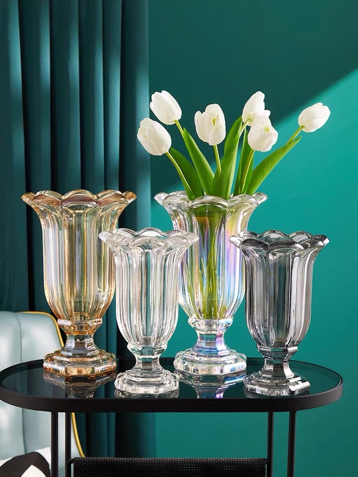 Eight-petal wind lamp glass vase, crystal glass vase, home decoration creative handicraft