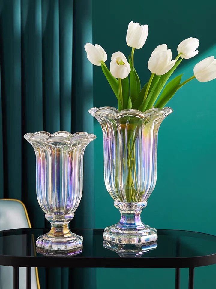 Eight-petal wind lamp glass vase, crystal glass vase, home decoration creative handicraft Item Picture