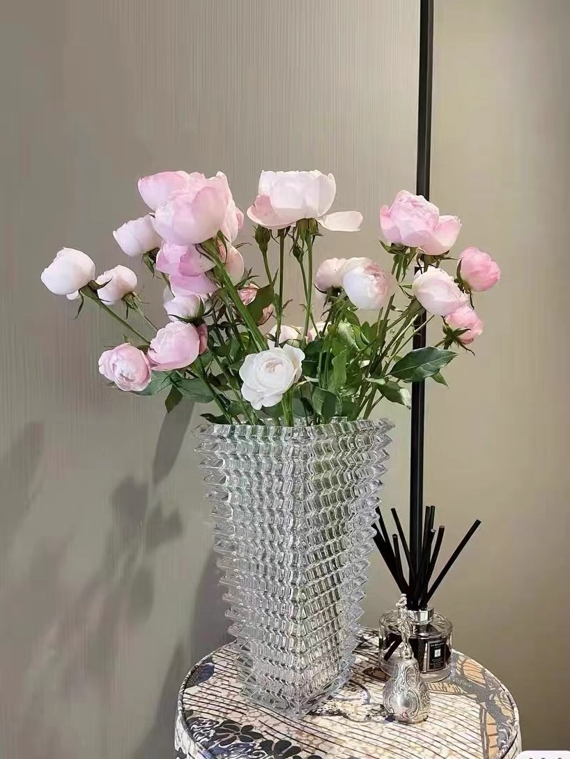 Square Baccarat glass vase, crystal glass vase, home decoration, home creative handicrafts Item Picture
