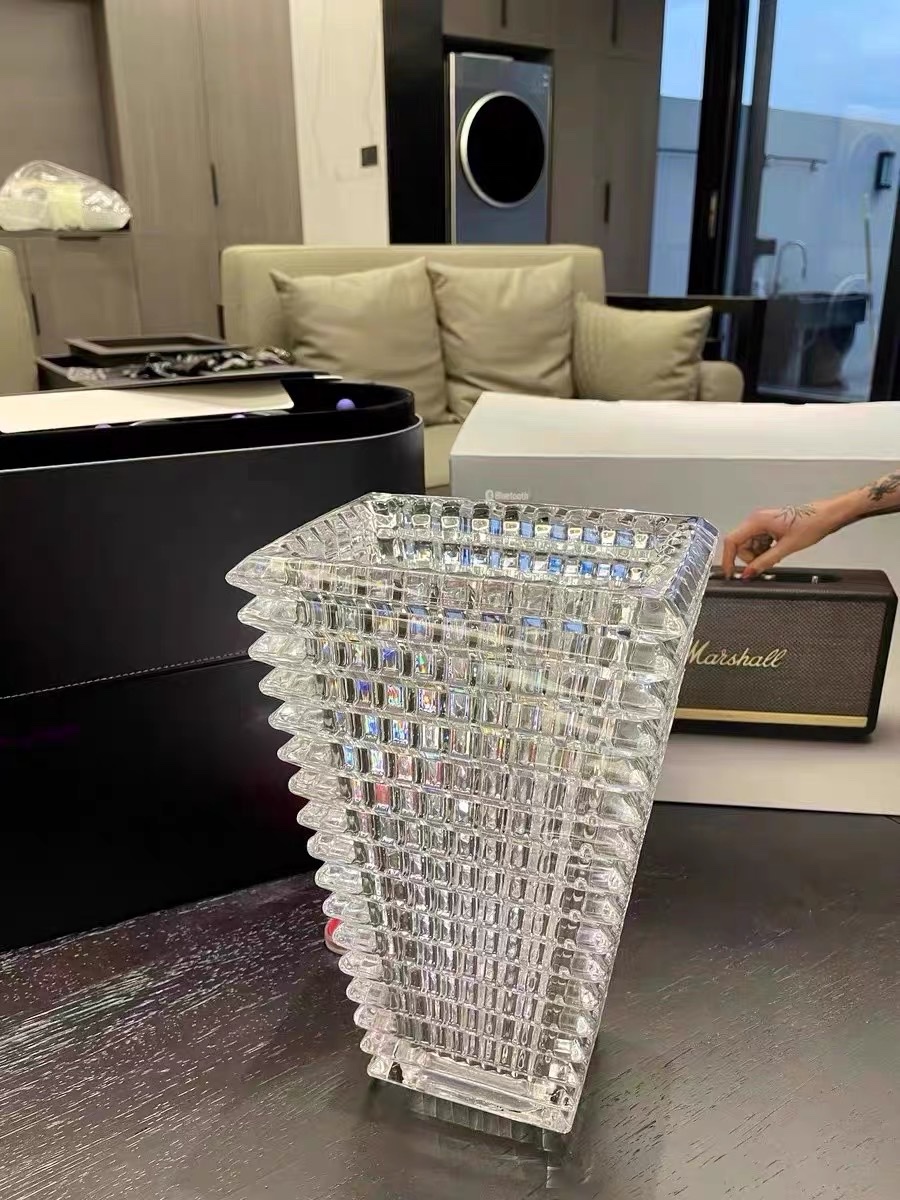 Square Baccarat glass vase, crystal glass vase, home decoration, home creative handicrafts