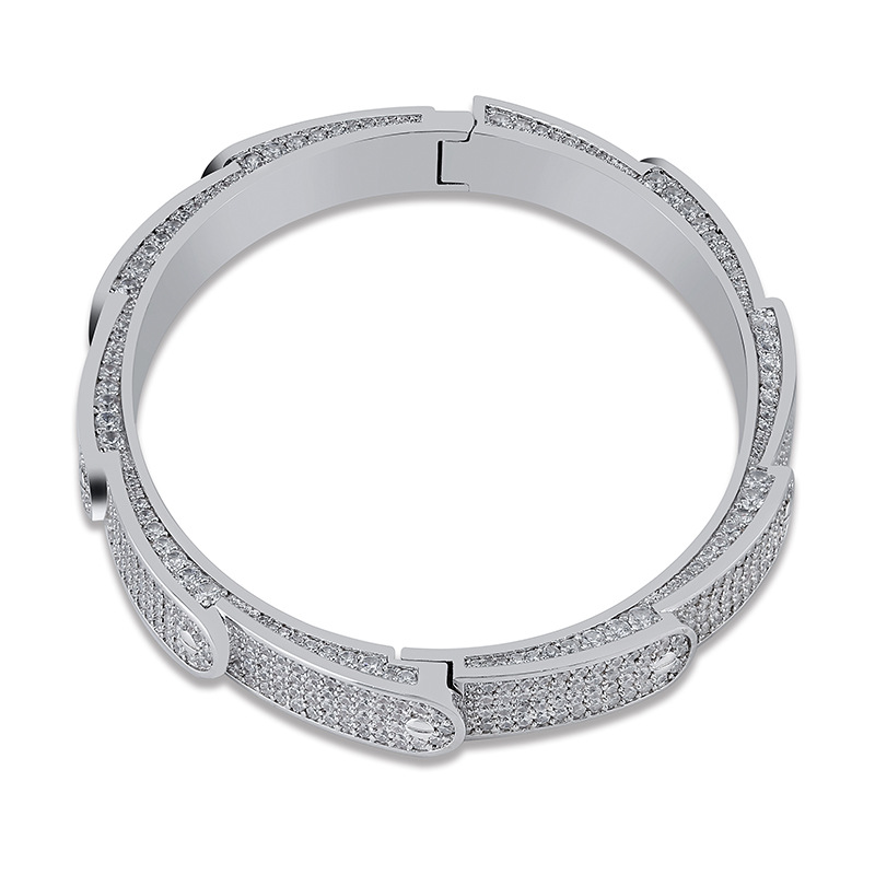 A cross-border bestseller on Amazon and ebay: A hip-hop men's wristband with zircon fully inlaid detail image 7