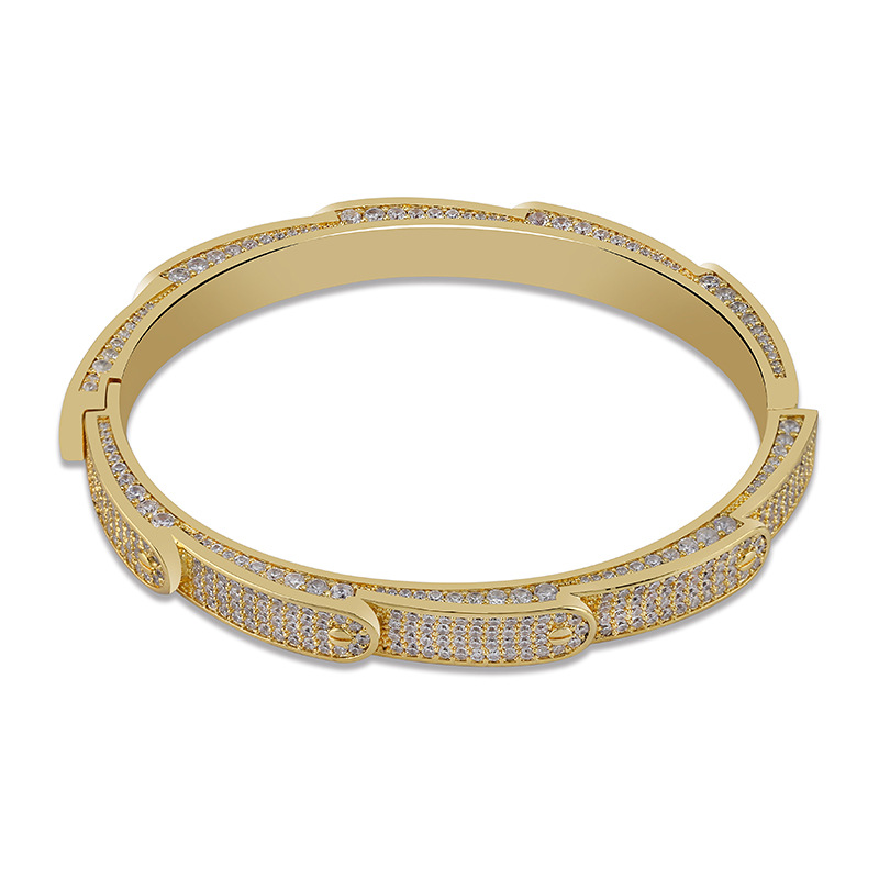 A cross-border bestseller on Amazon and ebay: A hip-hop men's wristband with zircon fully inlaid detail image 6