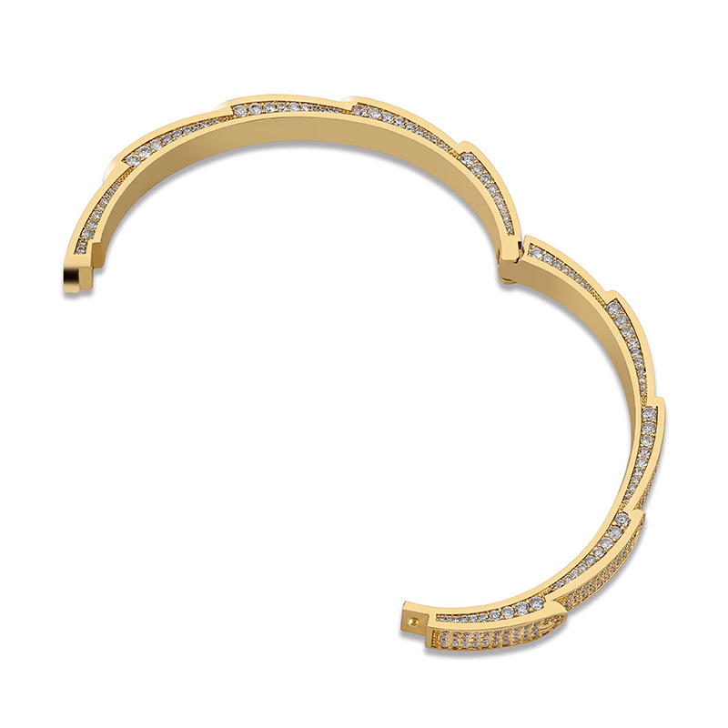 A cross-border bestseller on Amazon and ebay: A hip-hop men's wristband with zircon fully inlaid detail image 3