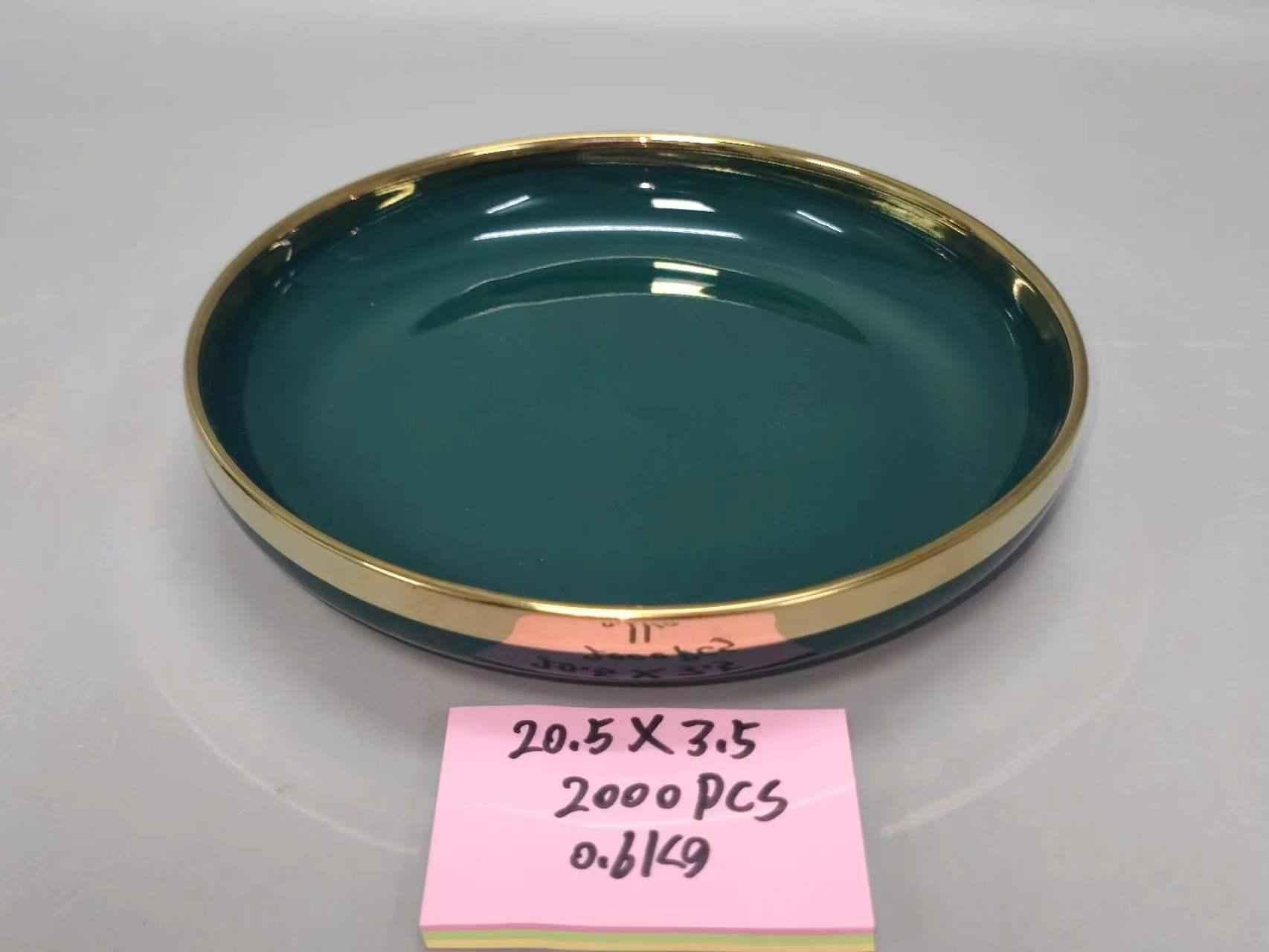 方圆陶瓷北欧轻奢镀金多色网红陶瓷烤盘西餐盘家用餐具FY6895888详情图6