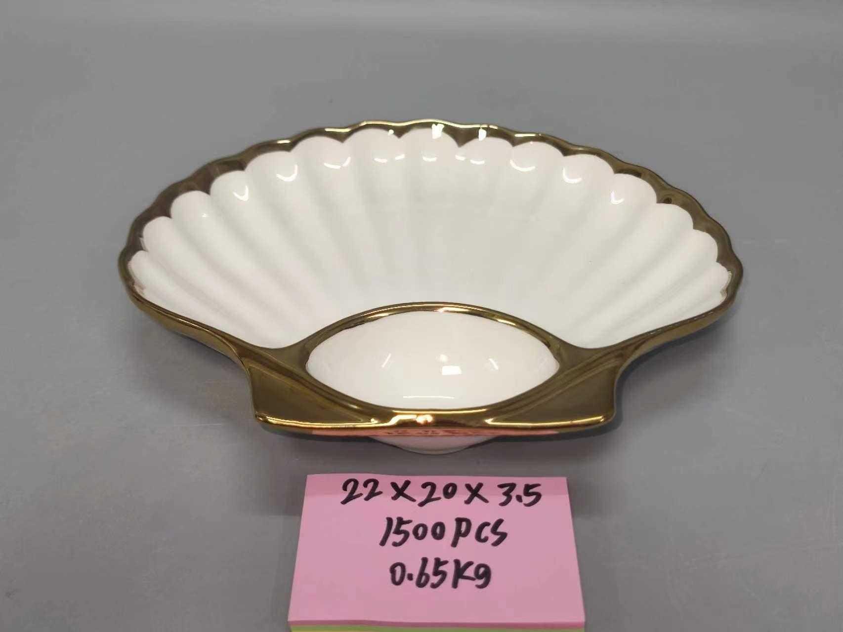 方圆陶瓷北欧轻奢镀金多色网红陶瓷烤盘西餐盘家用餐具FY6895888详情图9
