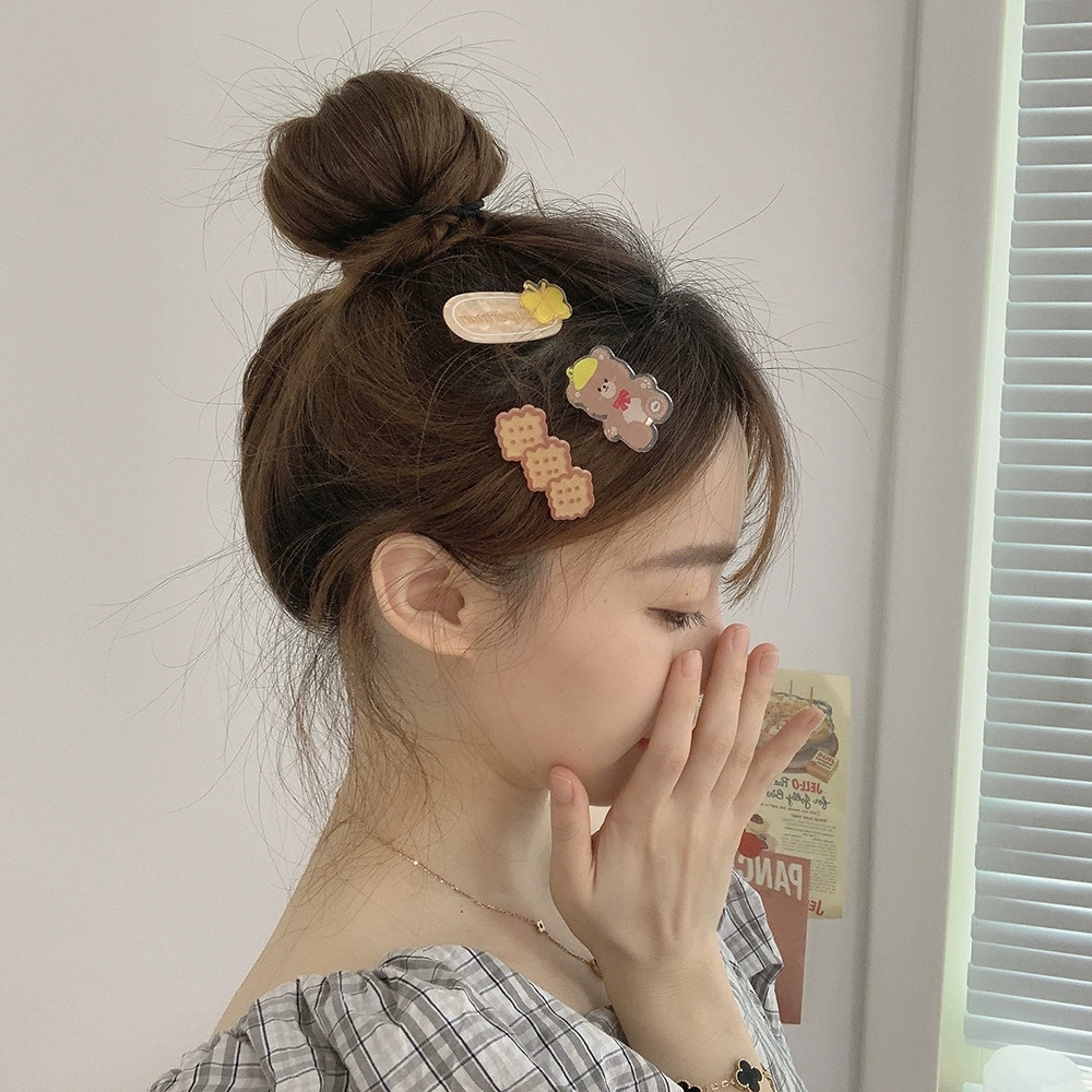Korean soft and cute little bear hair clip set for women, summer cute and girlish, bangs broken hair clip, simple and elegant side clip detail image 10