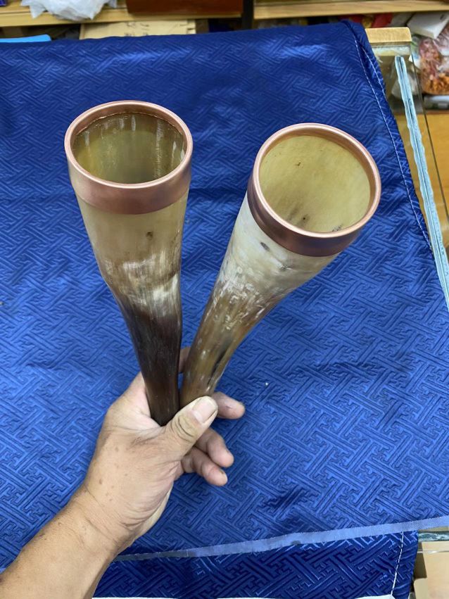 Cross-border e-commerce ox horn cups, natural plateau yak horn ornaments, drinking cups, large-capacity beer mugs, ox horn cups, health cups, genuine ox horn cups, smooth jewelry store Specification image