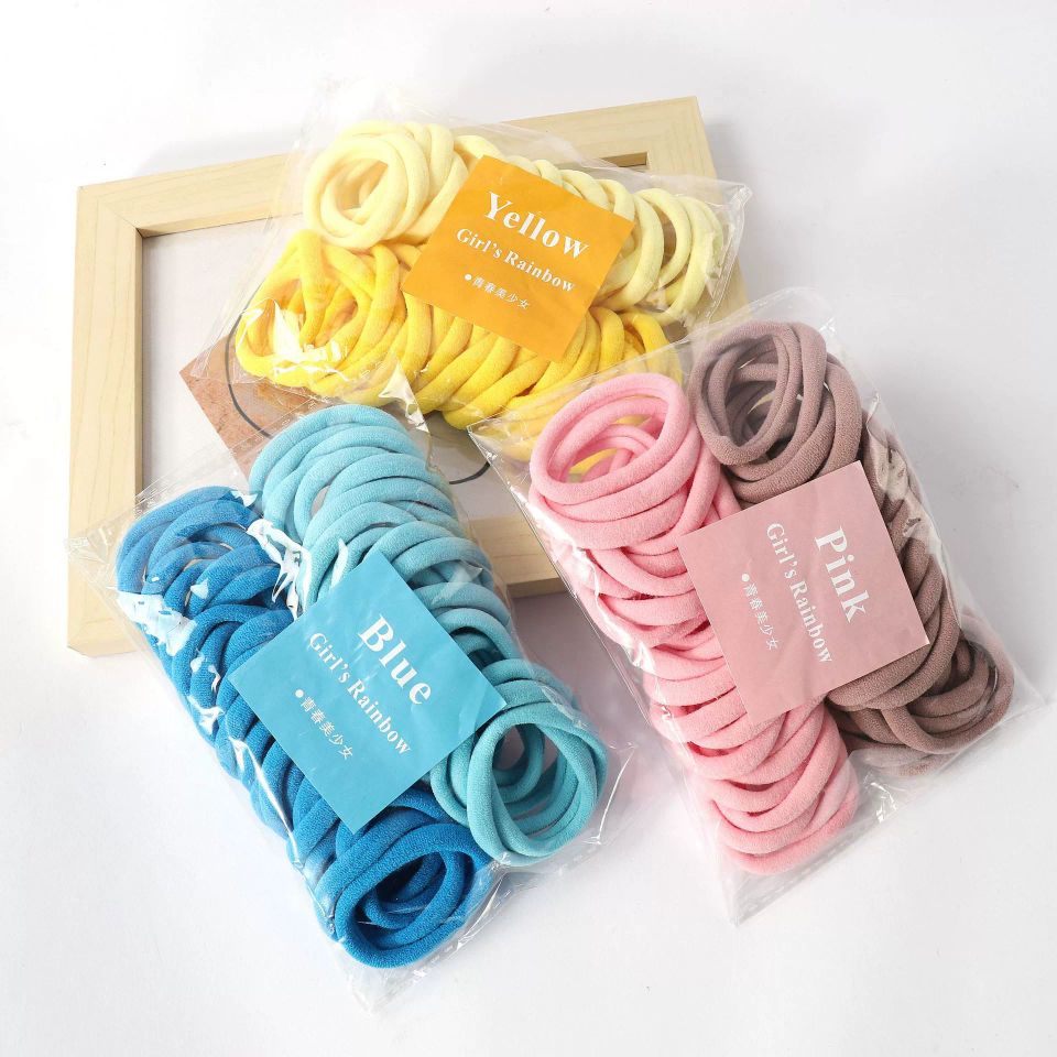 Korean version 50-piece gradient color towel hair band for girls, seamless and non-damaging to hair, children's colorful candy hair tie