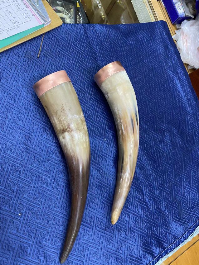 Cross-border e-commerce ox horn cups, natural plateau yak horn ornaments, drinking cups, large-capacity beer mugs, ox horn cups, health cups, genuine ox horn cups, smooth jewelry store details Picture