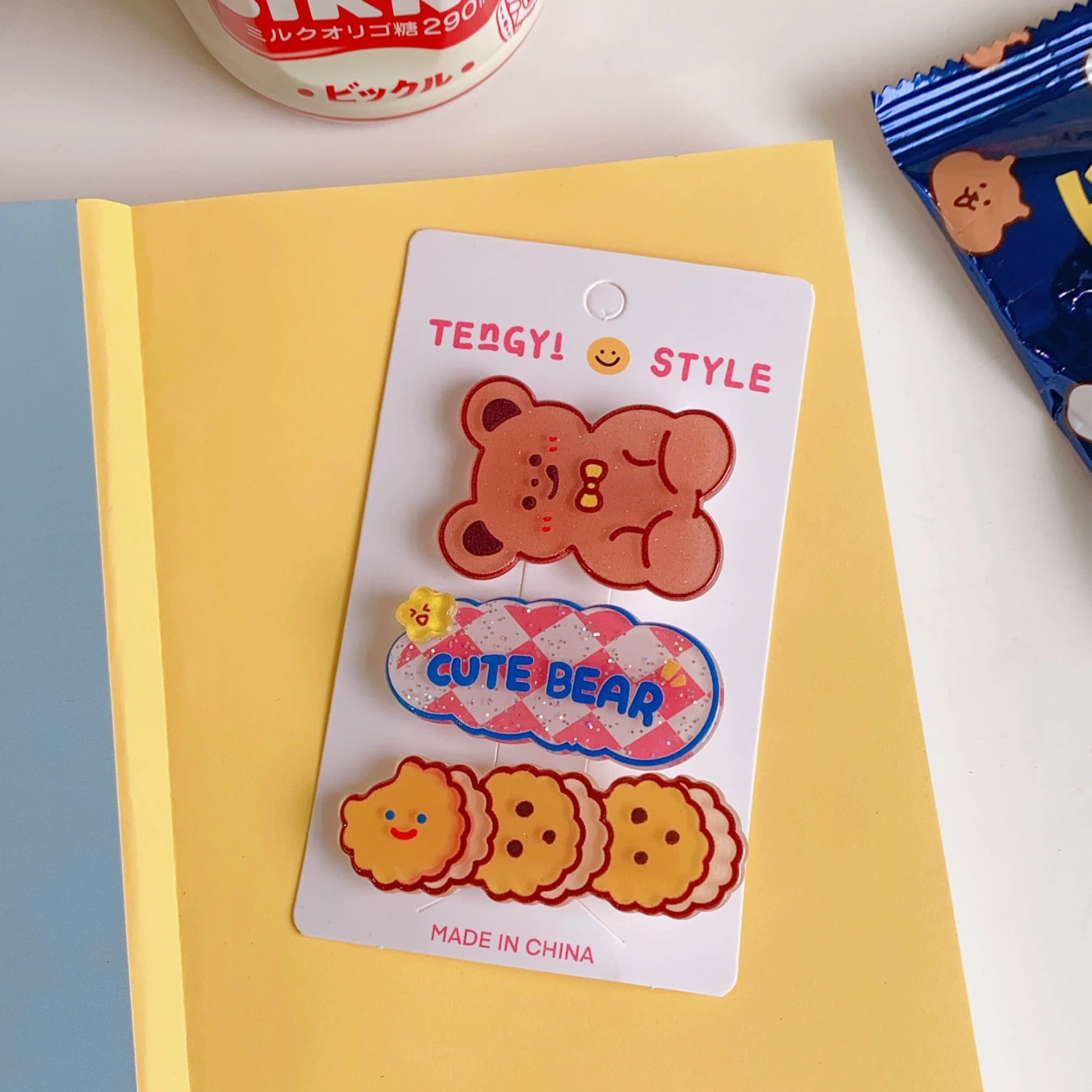 Korean soft and cute little bear hair clip set for women, summer cute and girlish, bangs broken hair clip, simple and elegant side clip