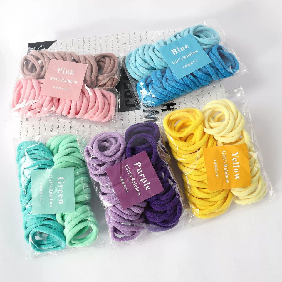Korean version 50-piece gradient color towel hair band for girls, seamless and non-damaging to hair, children's colorful candy hair tie details Picture