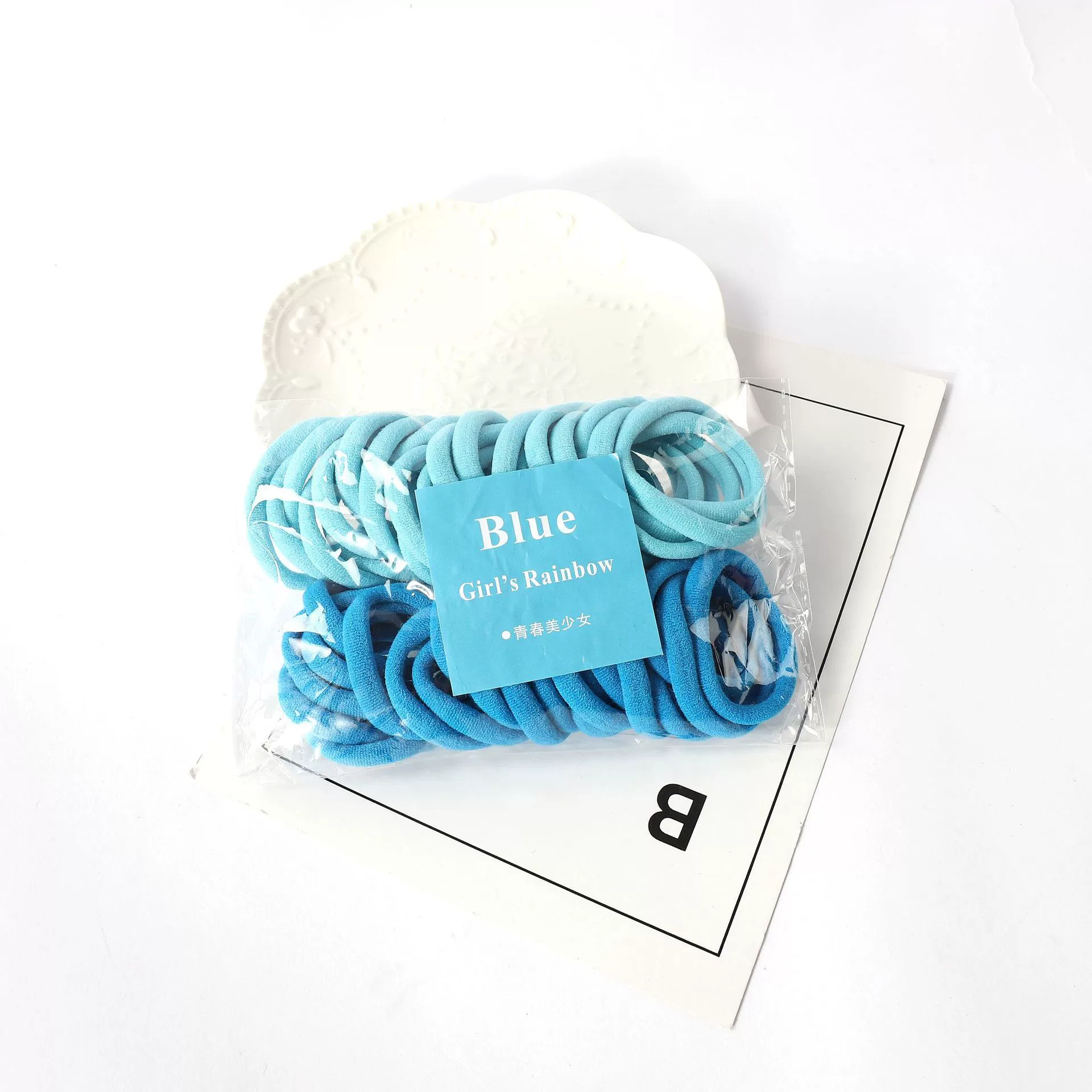 Korean version 50-piece gradient color towel hair band for girls, seamless and non-damaging to hair, children's colorful candy hair tie detail image 7
