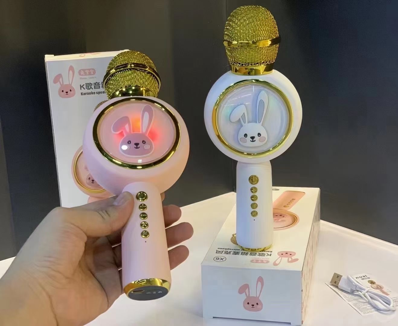 Nuevo rabbit K canción altavoz micrófono para el mercado 🐰🎤 nuevo modelo: X6 tamaño de la máquina: 235*92*54MM tamaño del paquete: 2240*95*55MM details Picture