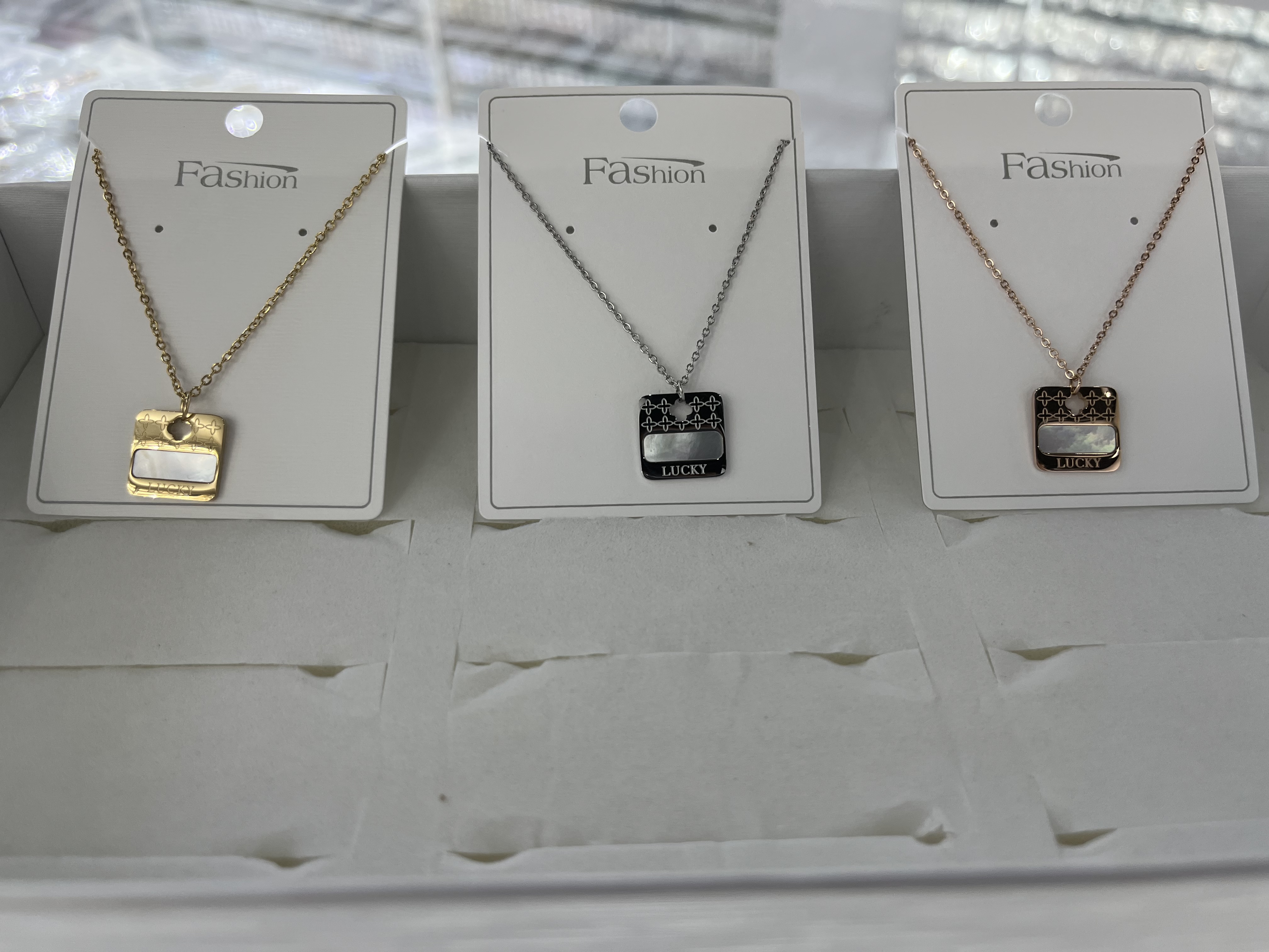 lucky方形钛钢项链