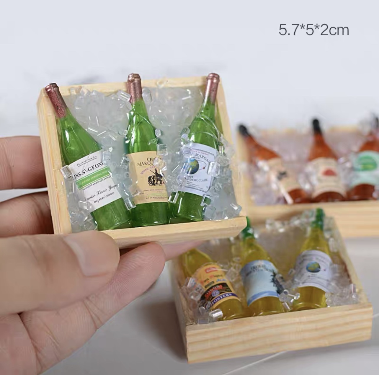 可爱迷你3D立体小酒瓶冰块组合冰箱贴创意木架磁铁