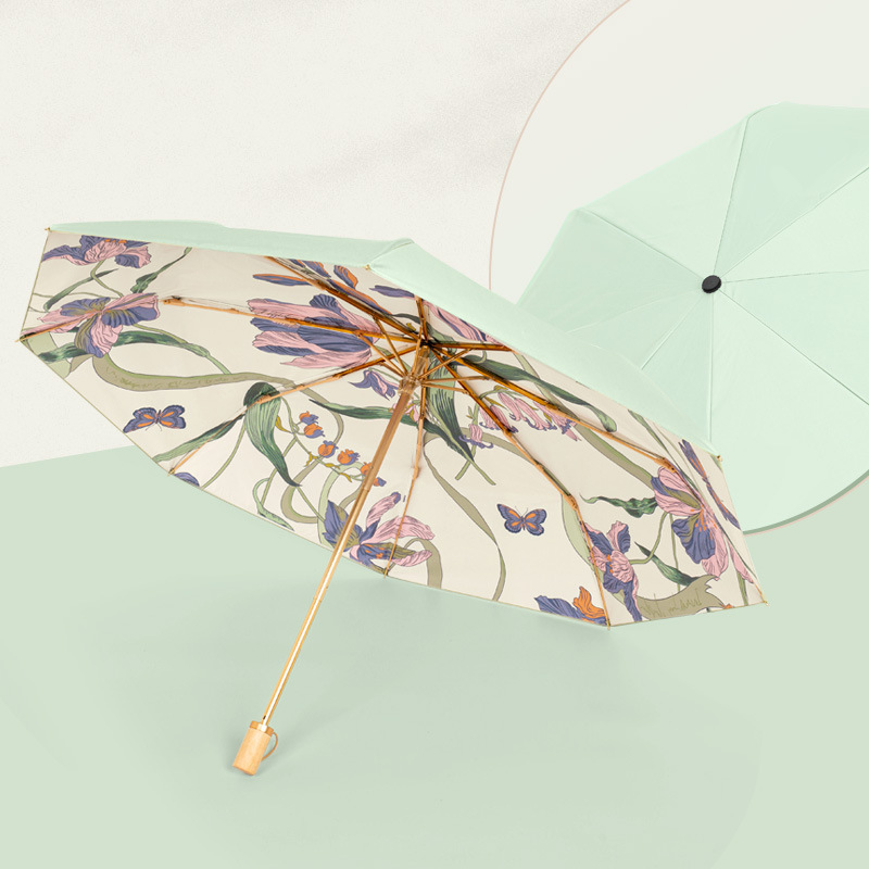 Triple Fold Inside Ultralight Fiber Frame Shade Umbrella Specification drawing