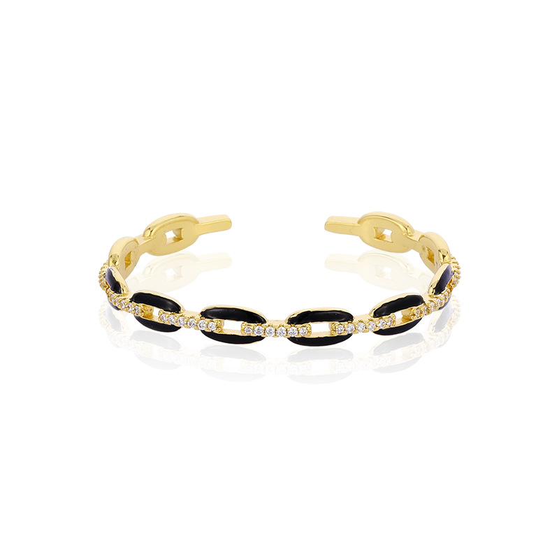 Cross-border bestseller Bohemian-style jewelry: brass gold-plated micro-inlaid zircon oil-dripping ring, niche chain bracelet Application Scenario