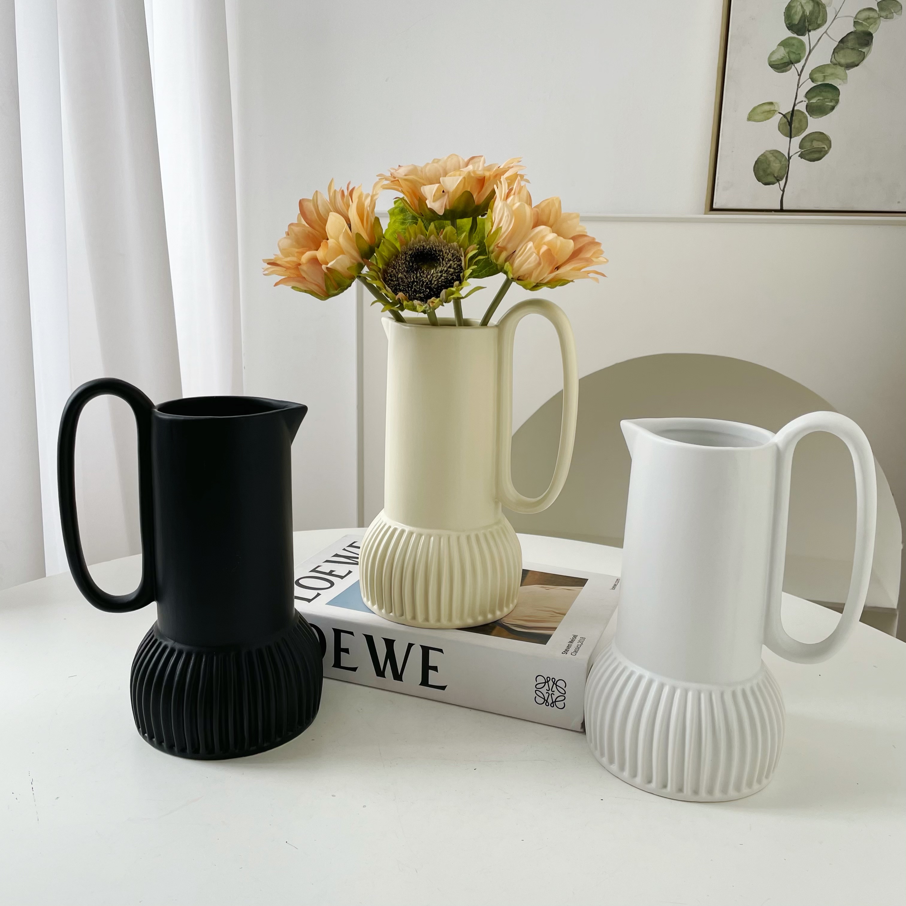 Ceramic handle teapot vase