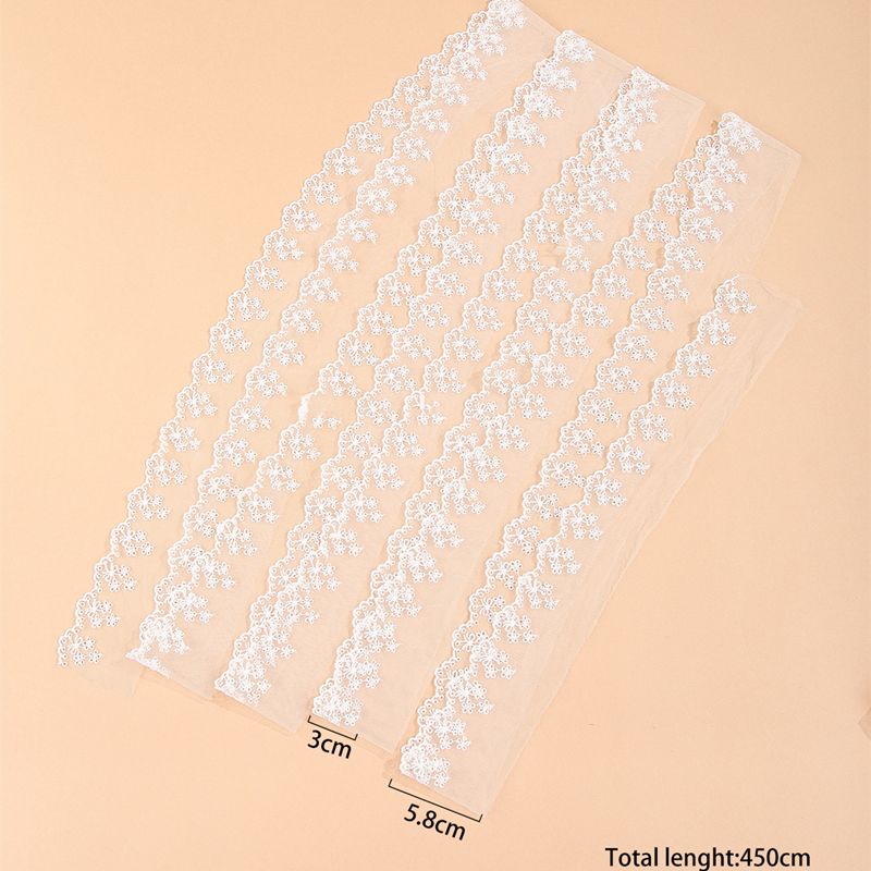 Single-sided mesh lace plain white stock available for sale, size 5, width 5cm detail image 2