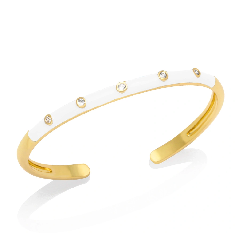 New cross-border European and American jewelry, a unique Bohemian style, colorful oil-dripping geometric C-shaped bracelet for women detail image 5