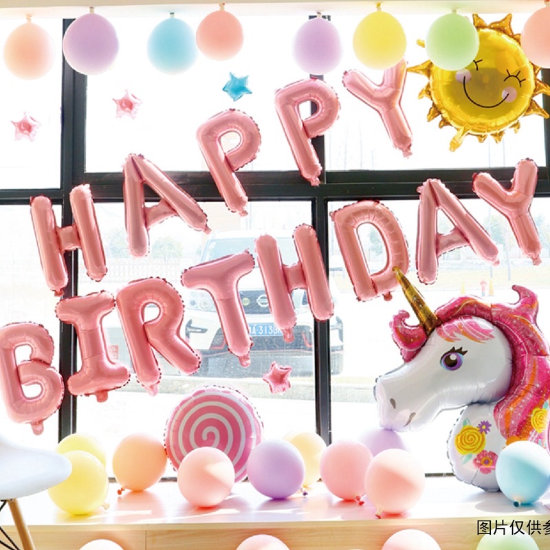 "Internet celebrity birthday decoration scene arrangement: Aluminum film balloon set for boys, girls and children, birthday theme balloon background wall. Item Picture