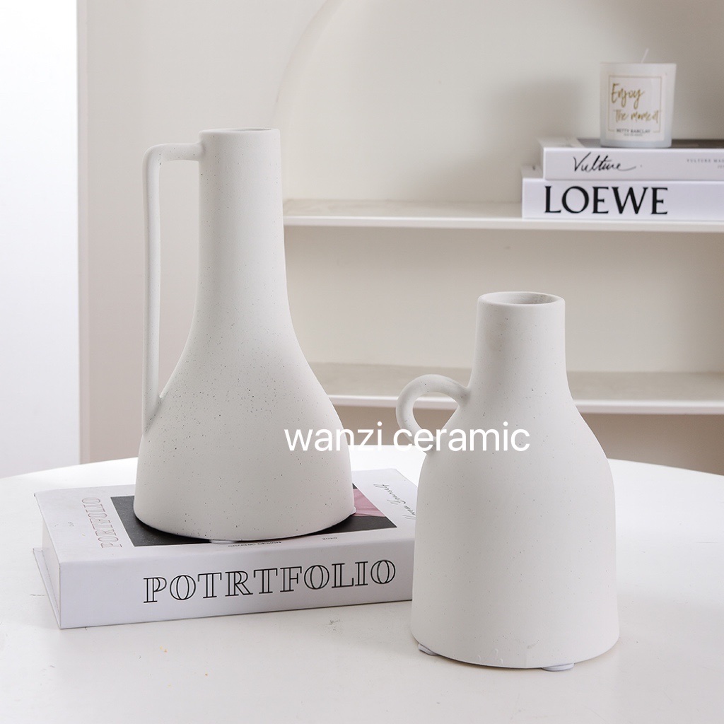 A modern high-temperature ceramic handle vase from Northern Europe