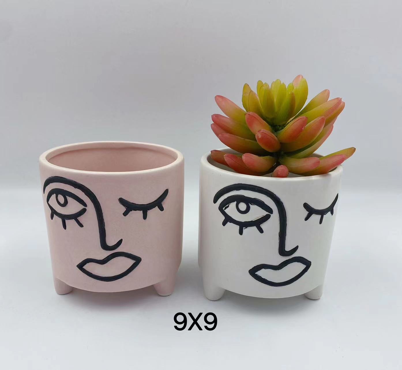 Ceramic flowerpot with human face Application Scenario