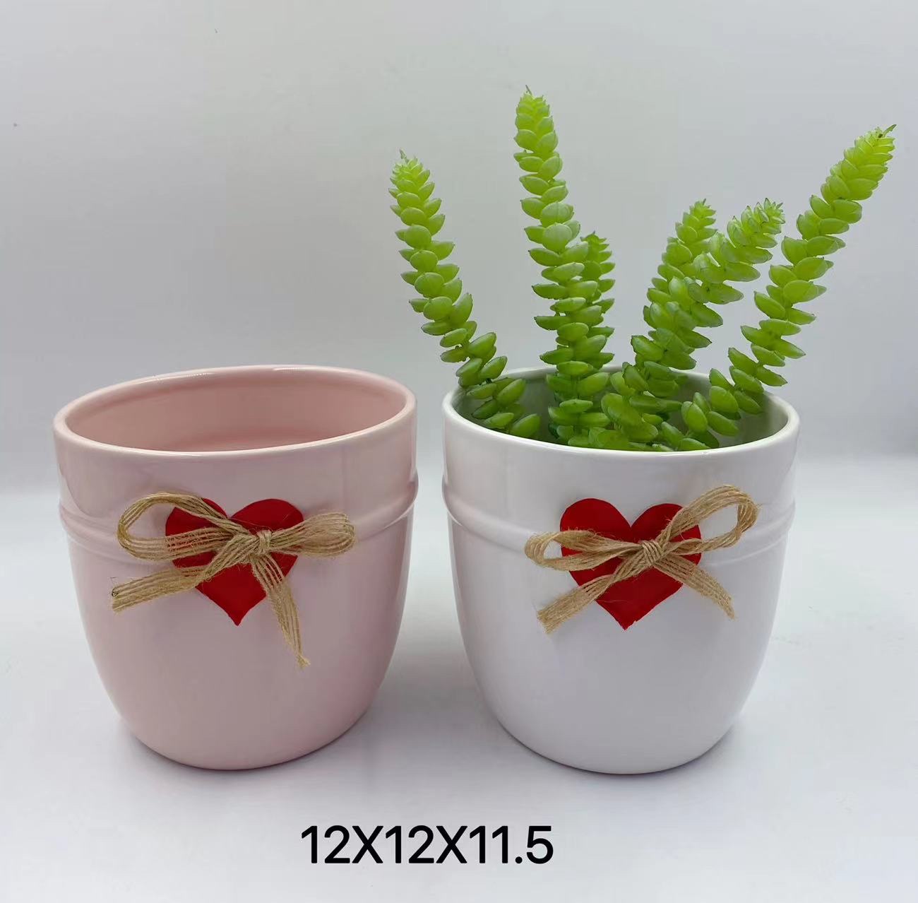 Heart-shaped hemp rope ceramic flowerpot