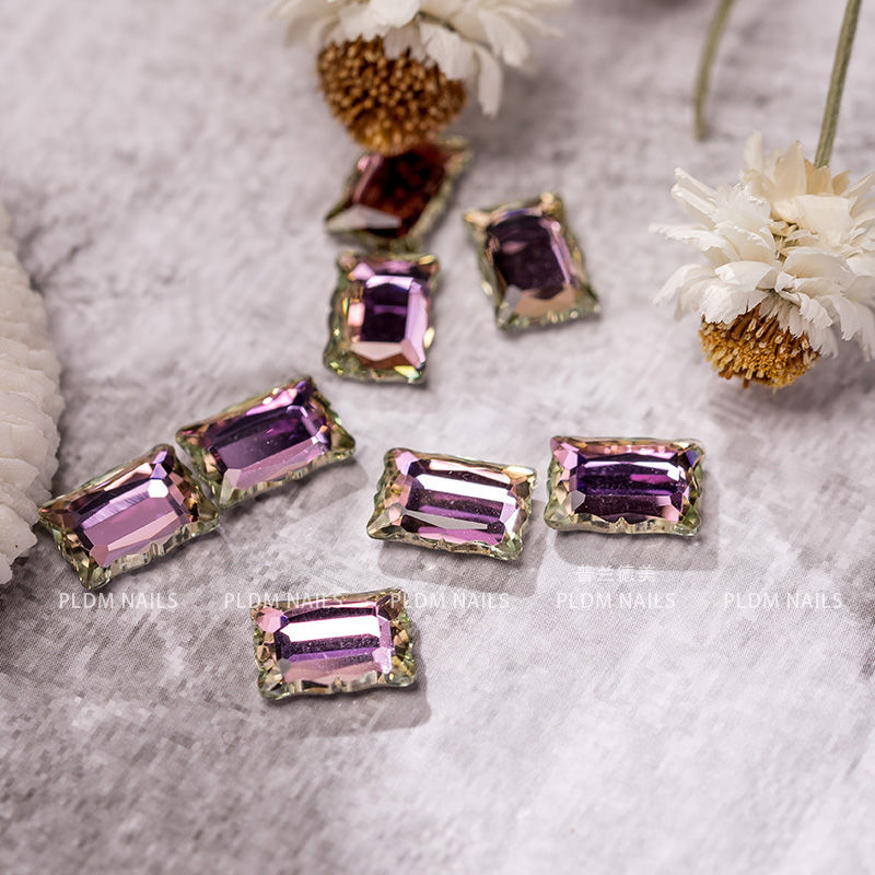 Nail art accessories: Rectangular magic mirror diamond, popular diamond jewelry, bestseller mirror super shiny water diamond, flat-bottomed irregular-shaped diamond jewelry 5001 detail image 5