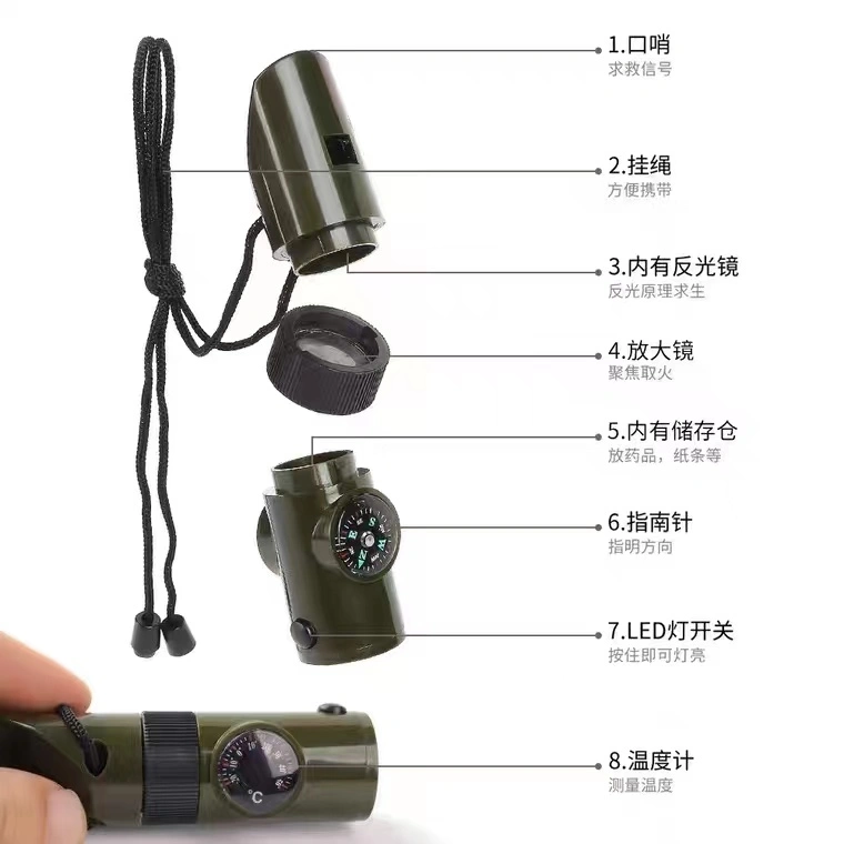 Outdoor 7-in-1 survival whistle detail image 1