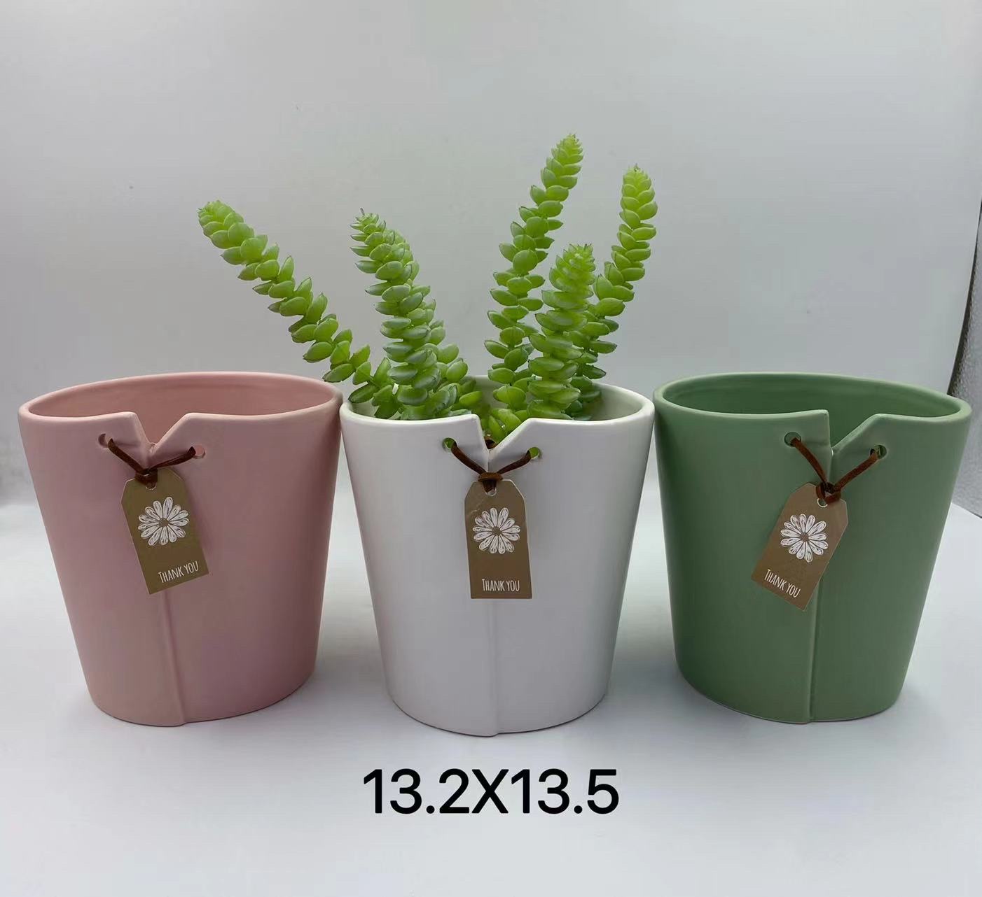 Ceramic fresh and delicate hanging card flowerpot