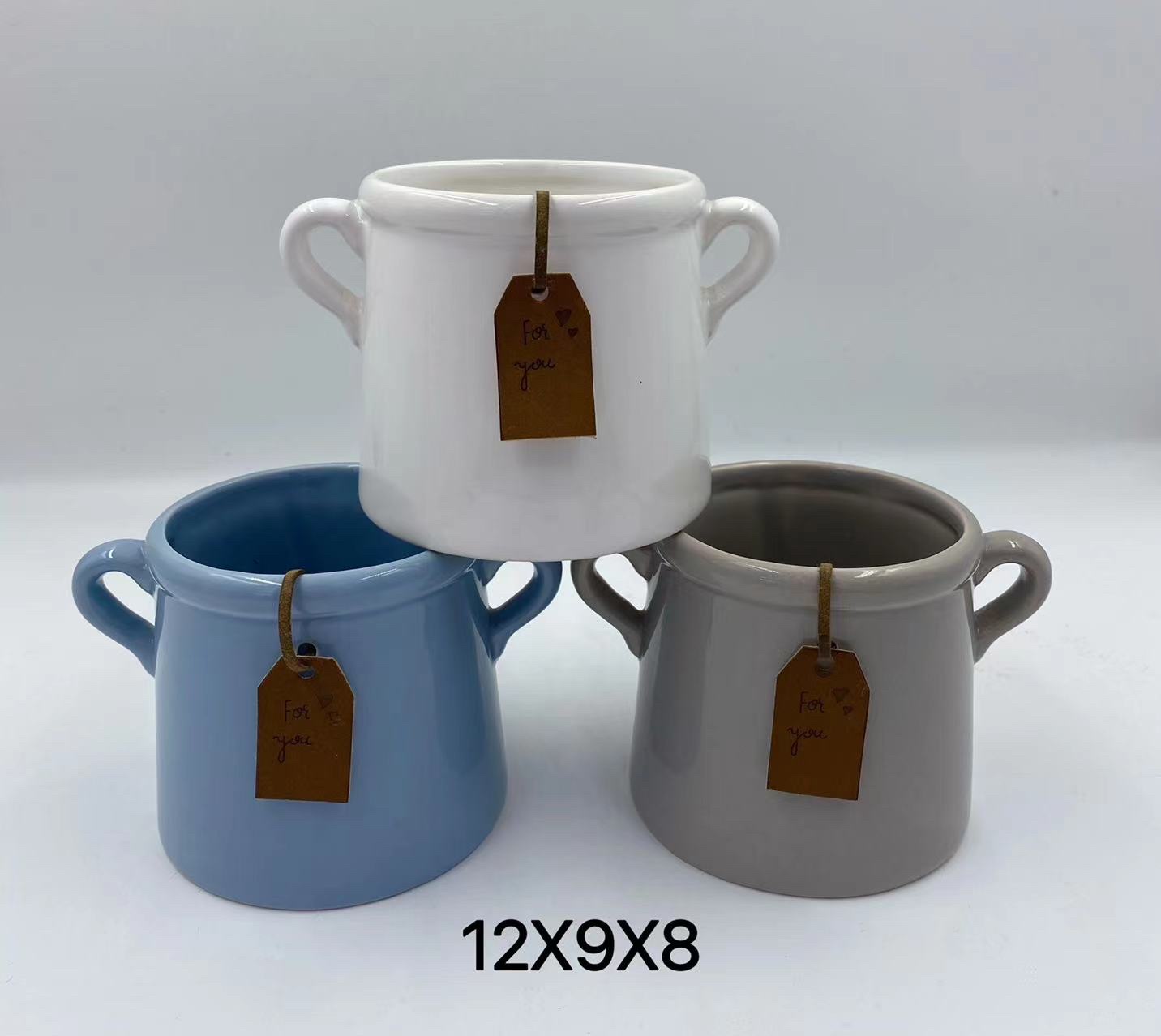 Double-ear hanging card ceramic vase, flower pot details Picture