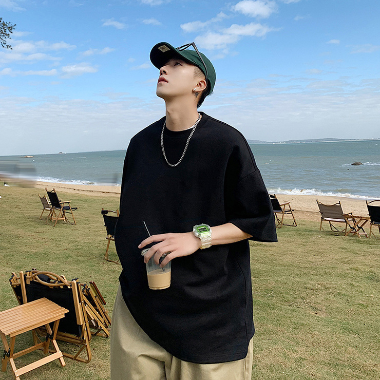 夏季ins潮流纯色休闲运动百搭宽松内搭短袖t