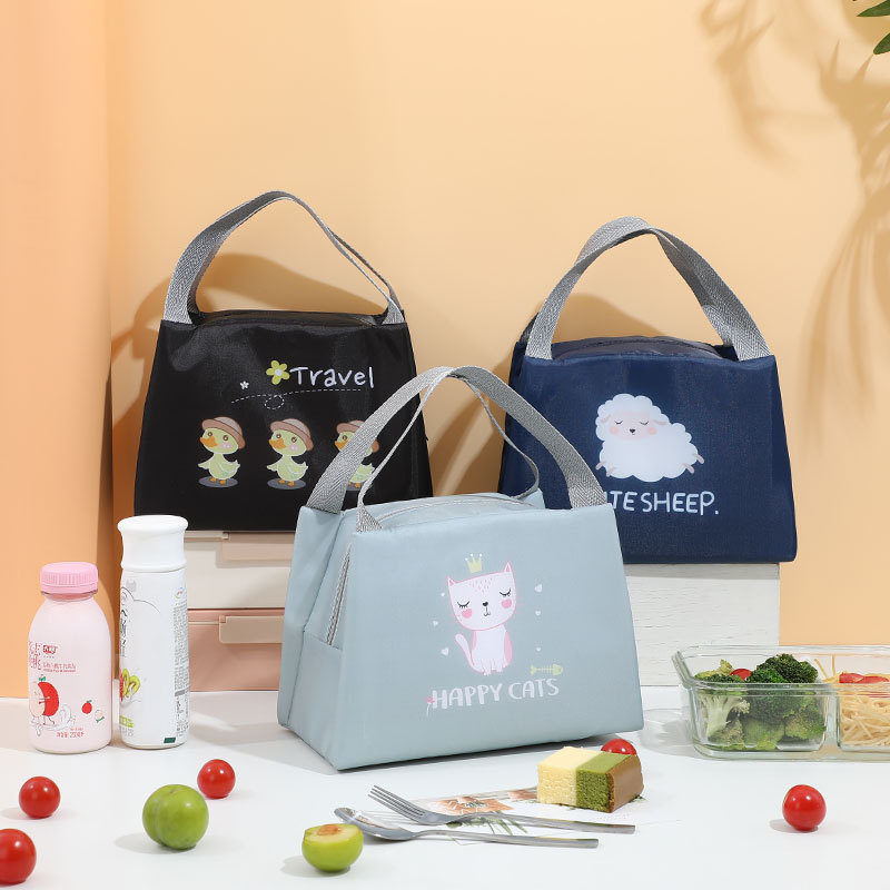 双面图案卡通 牛津布保温便当包饭盒包手提 学生带饭午餐包饭盒袋详情图3