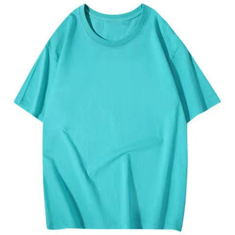 270g heavy-duty pure cotton loose T-shirt with a small neckline, solid color hip-hop West Coast base layer, American short-sleeved Specification image