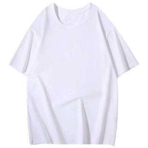 270g heavy-duty pure cotton loose T-shirt with a small neckline, solid color hip-hop West Coast base layer, American short-sleeved detail image 1