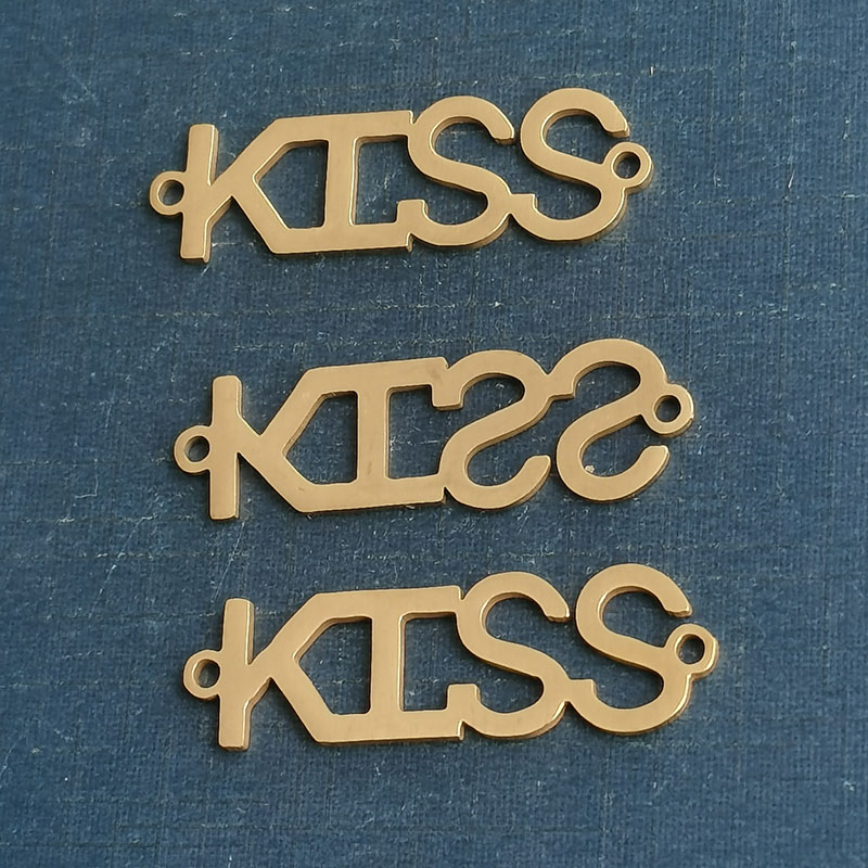 厂家直销欧美跨境热销KISS手链吊坠项链不锈钢时尚简约饰品详情图2
