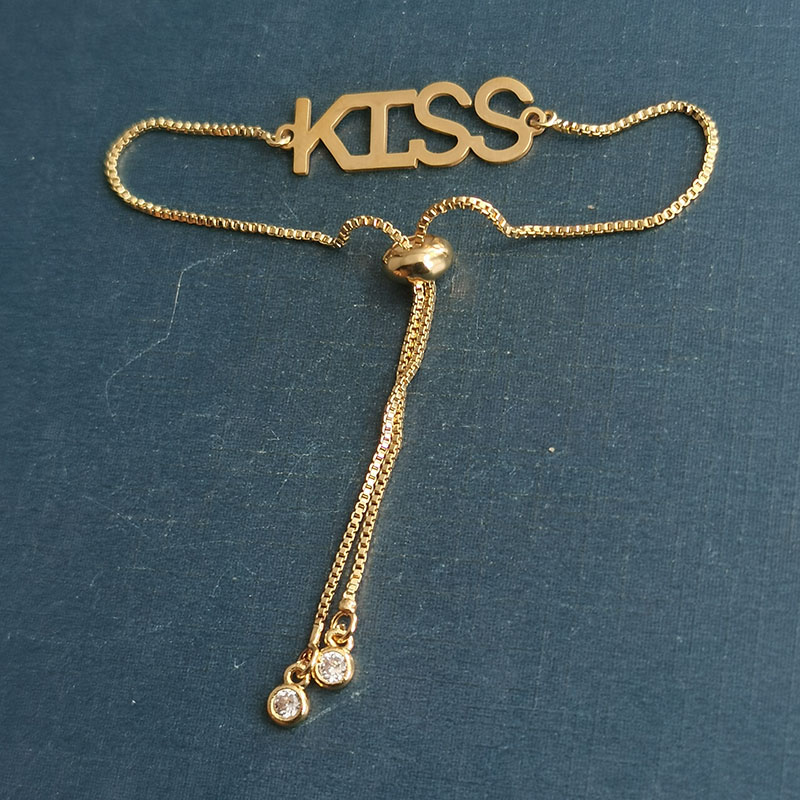 厂家直销欧美跨境热销KISS手链吊坠项链不锈钢时尚简约饰品详情图5
