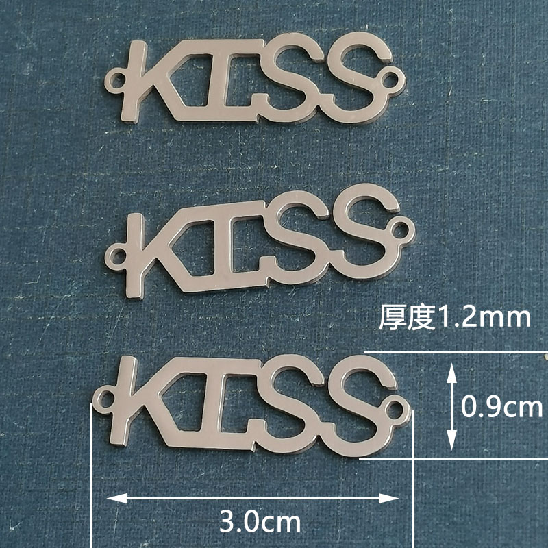 厂家直销欧美跨境热销KISS手链吊坠项链不锈钢时尚简约饰品详情图2