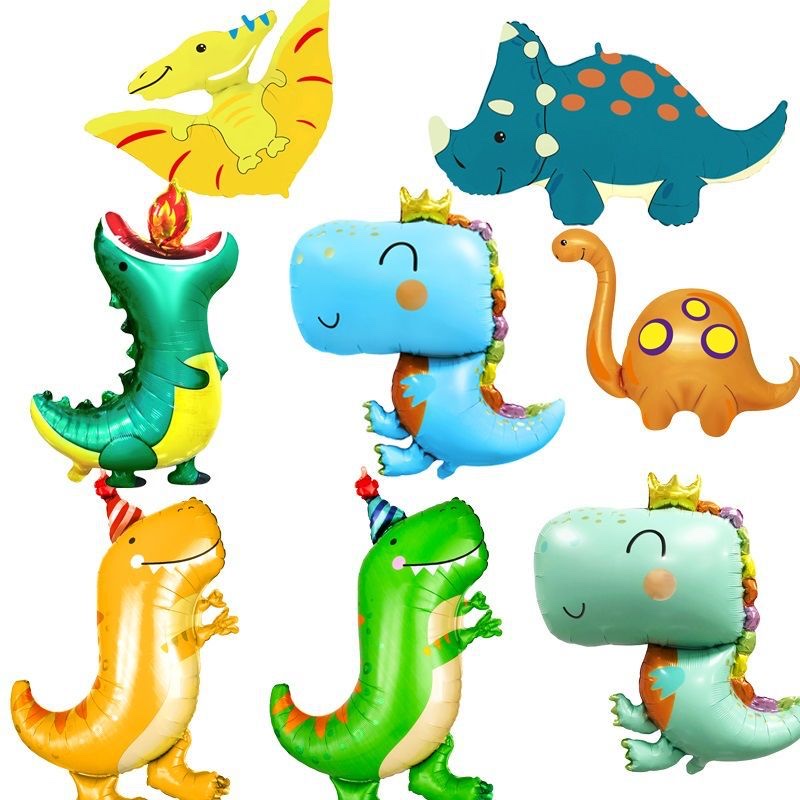 New thickened cartoon dinosaur aluminum film balloon Q-version Tyrannosaurus rex forest-themed party decoration items