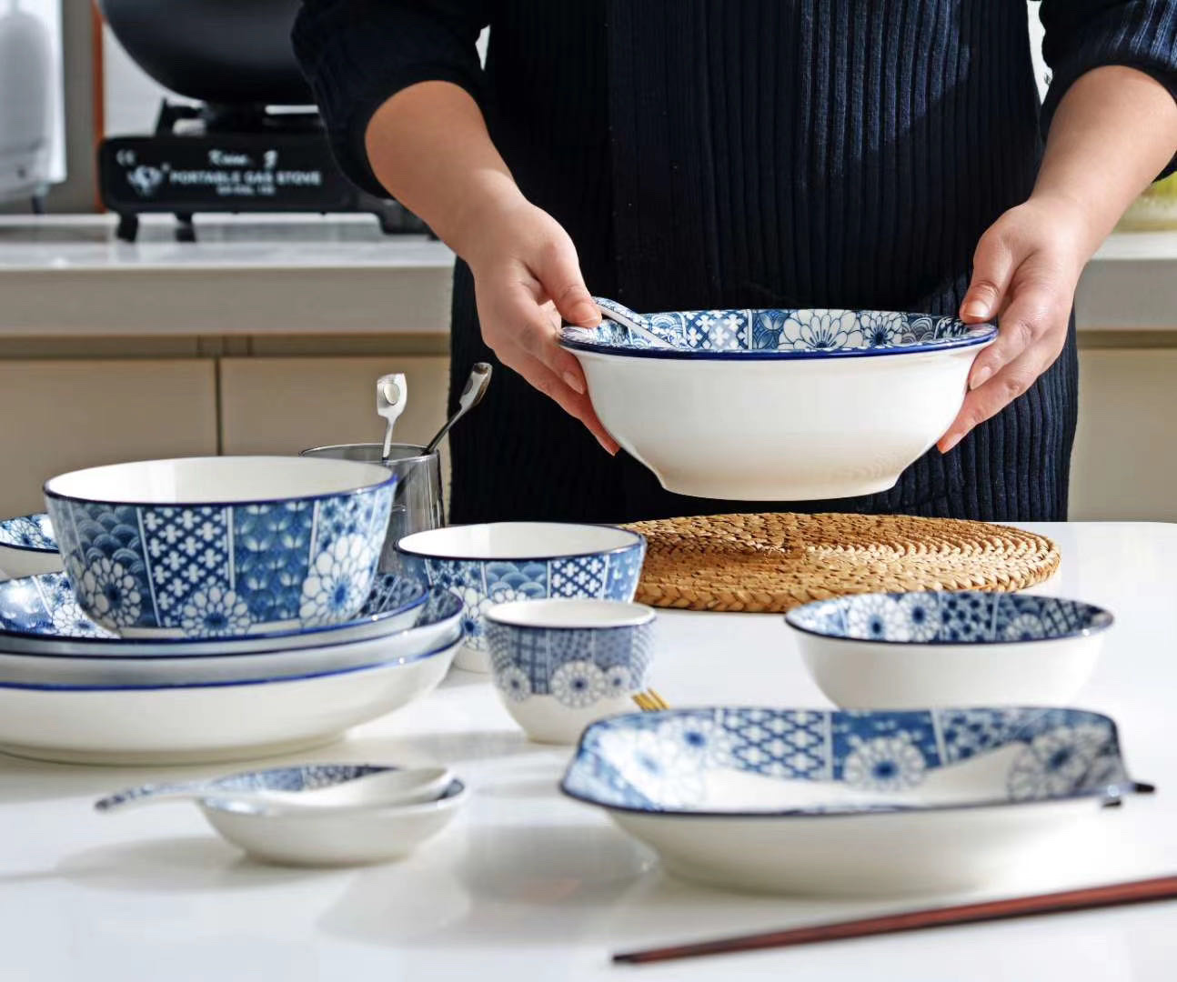 8-inch Blue Melody rice plate, 60 pieces each details Picture