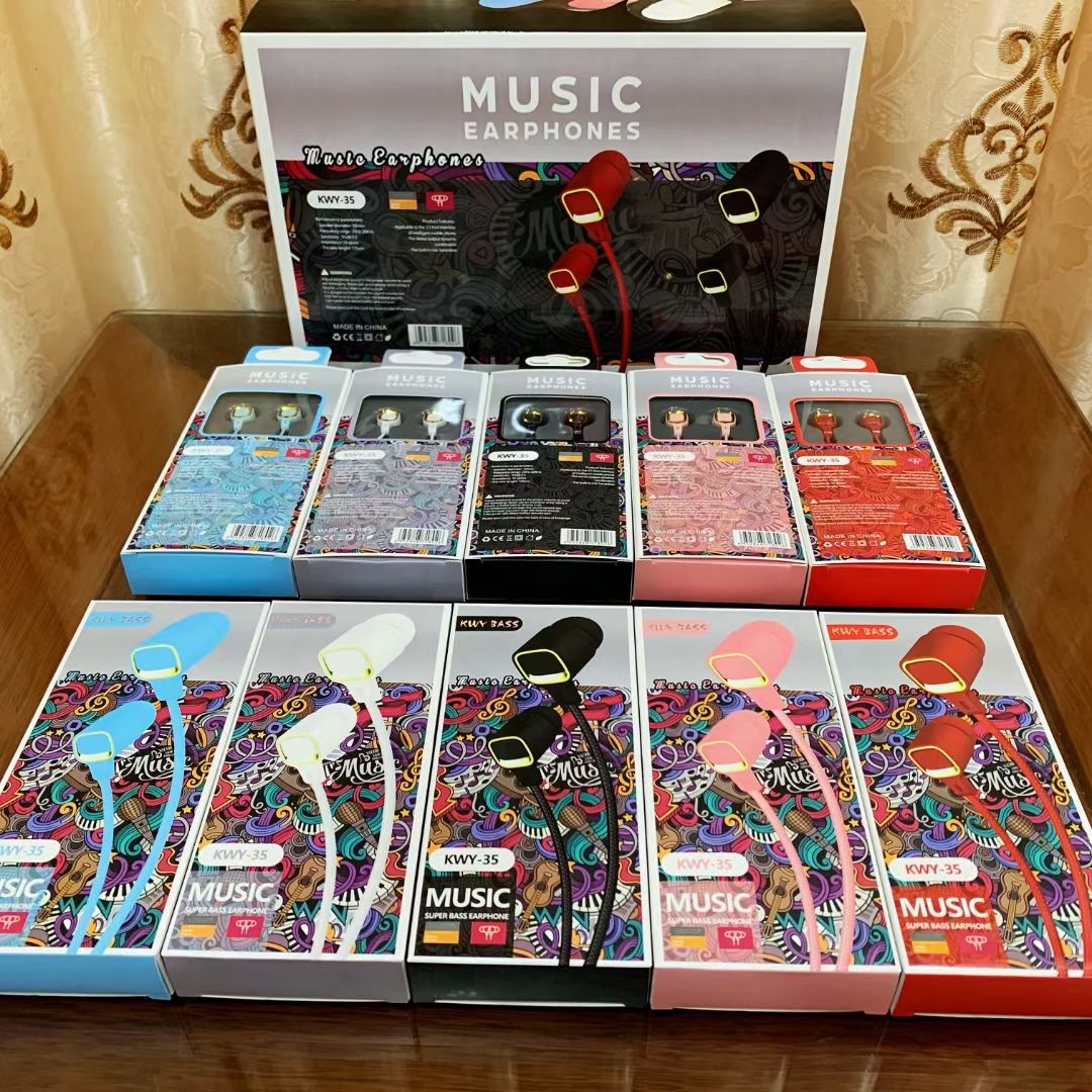 Guangdong Sogo brand headphones, KWY-35 headphones, mobile phone headphones, headphones with labels, ear tips, ear labels details Picture